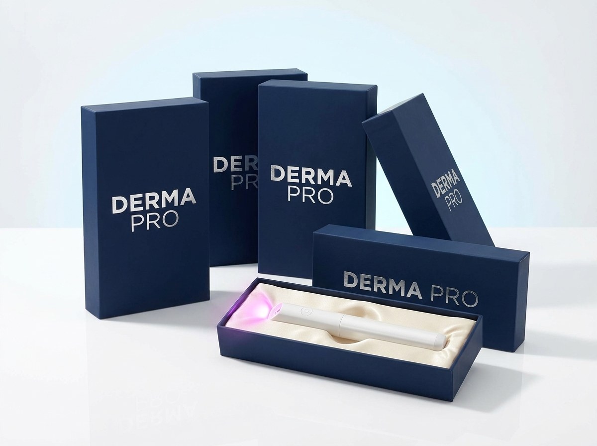 Caneta Derma Pro e a caixa personalizada